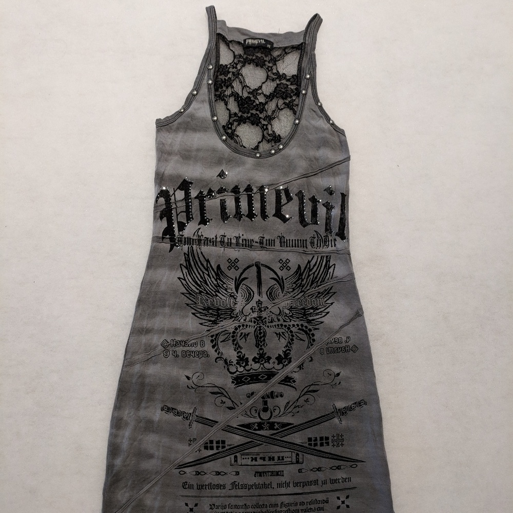 Primevil Gothic Dress w/ Studs & Rhinestones - XS